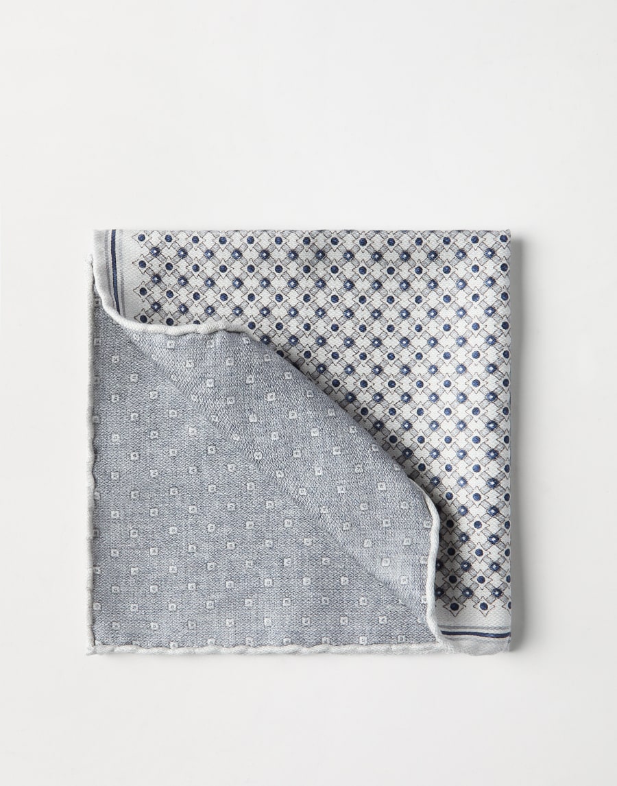Pocket square with pattern Avio Blue Man - Brunello Cucinelli