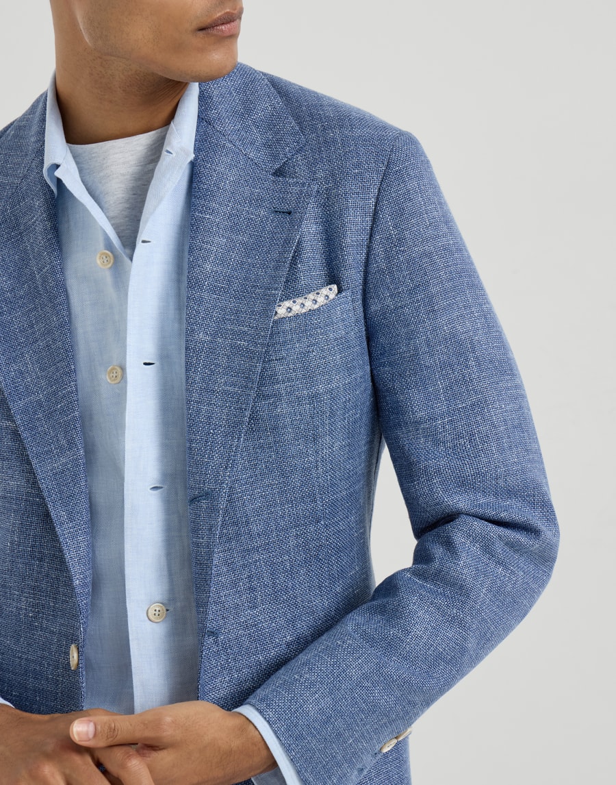 Pocket square with pattern Avio Blue Man - Brunello Cucinelli