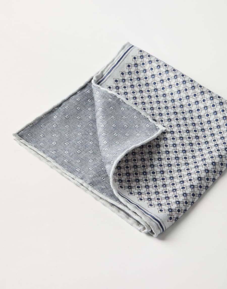 Pocket square with pattern Avio Blue Man - Brunello Cucinelli