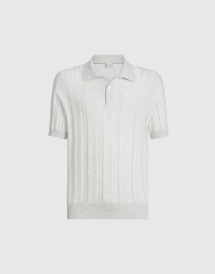 Jacquard knit polo shirt Fog Man - Brunello Cucinelli