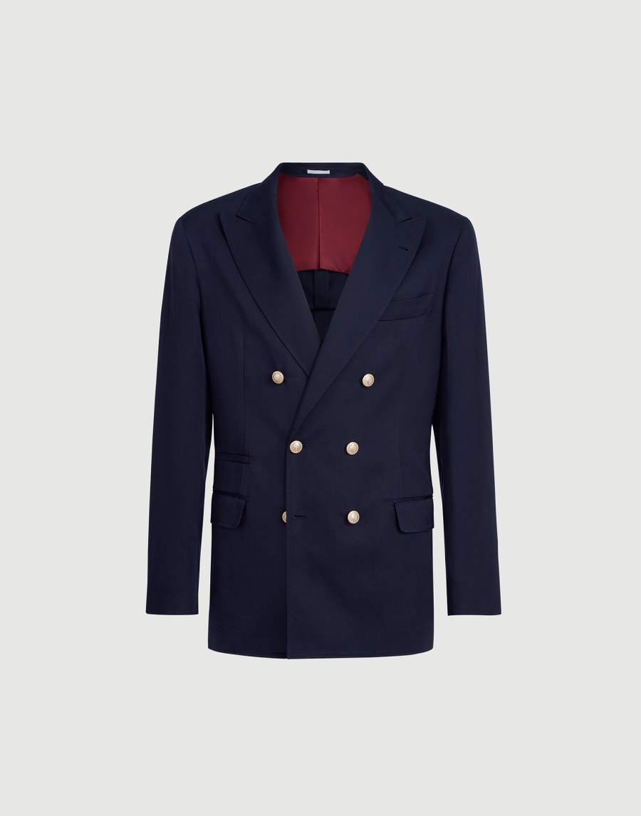 Twill unconstructed blazer Navy Blue Man - Brunello Cucinelli