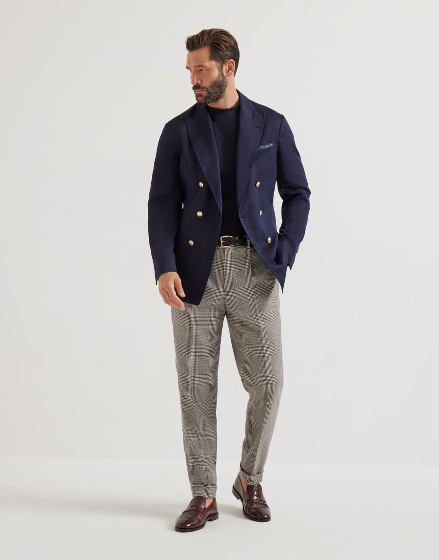 Twill unconstructed blazer Navy Blue Man - Brunello Cucinelli