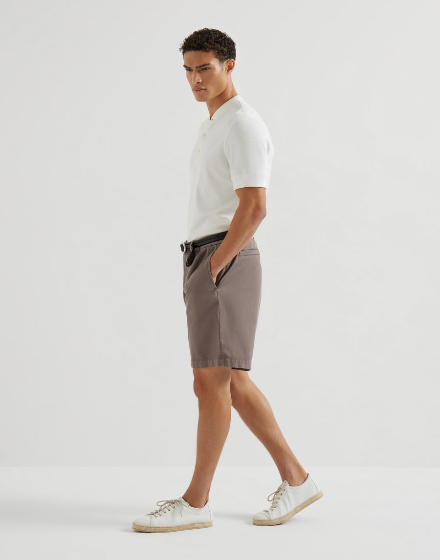 Garment-dyed Bermuda shorts Hazelnut Man - Brunello Cucinelli