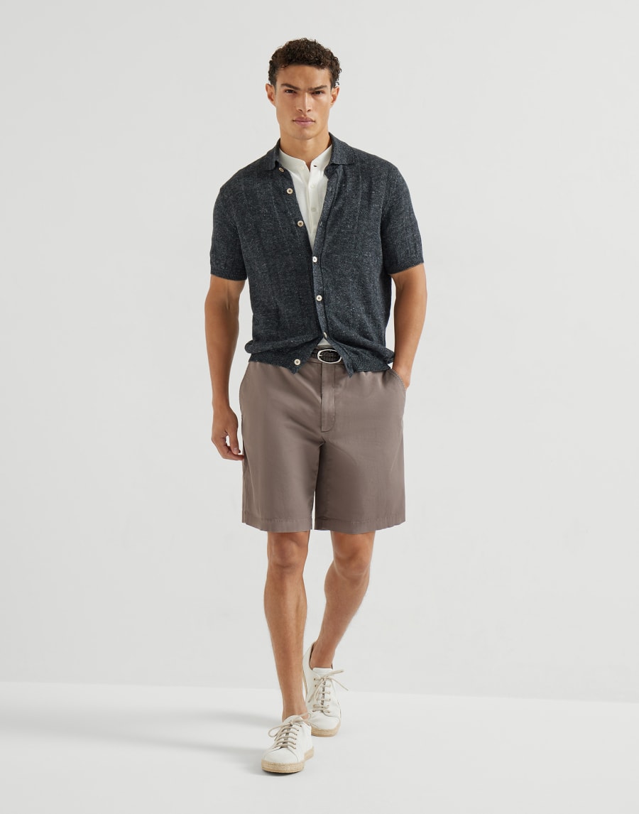 Garment-dyed Bermuda shorts Hazelnut Man - Brunello Cucinelli
