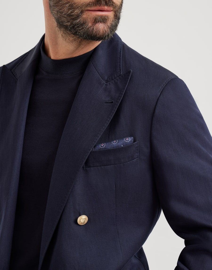 Silk pocket square Navy Blue Man - Brunello Cucinelli