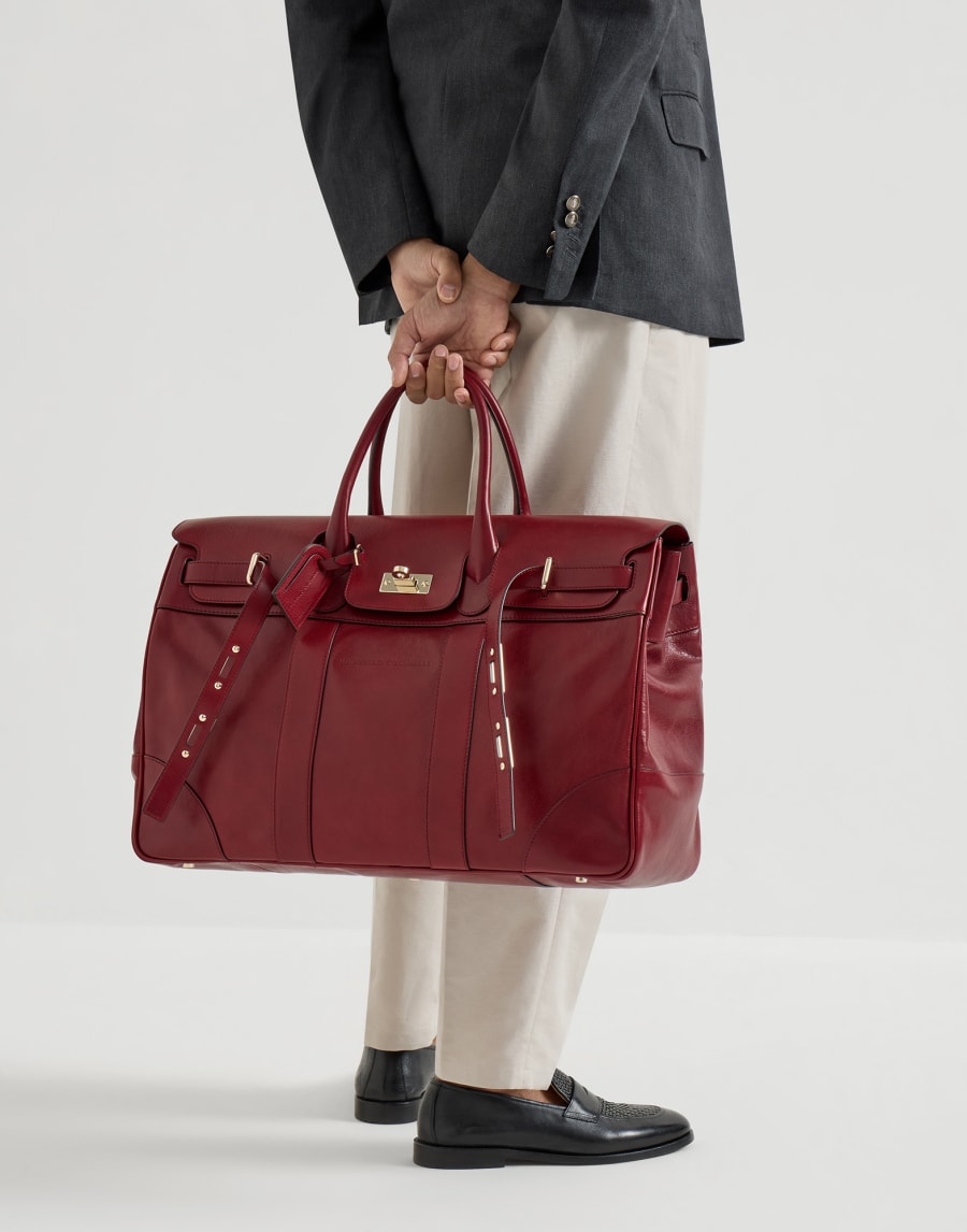 Calfskin country bag Terracotta Man - Brunello Cucinelli