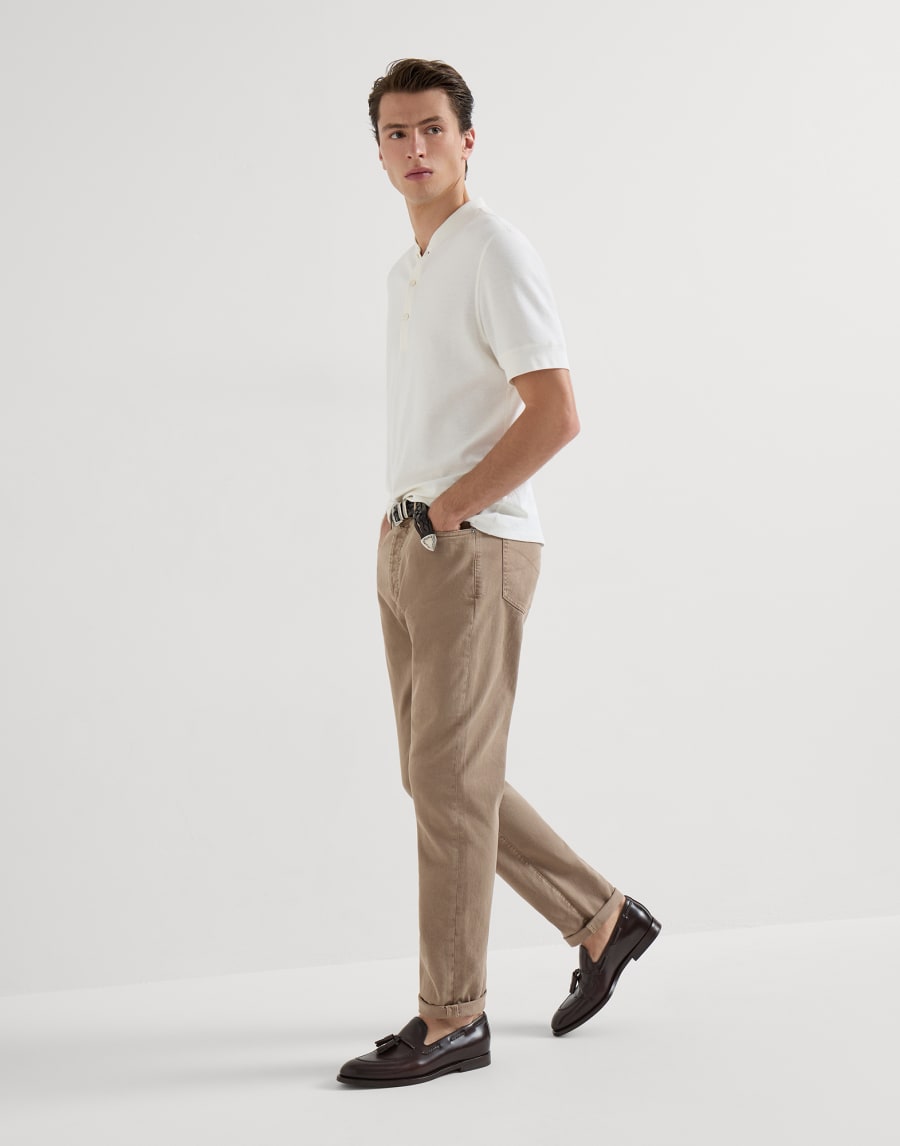 Garment-dyed denim trousers Light Brown Man - Brunello Cucinelli