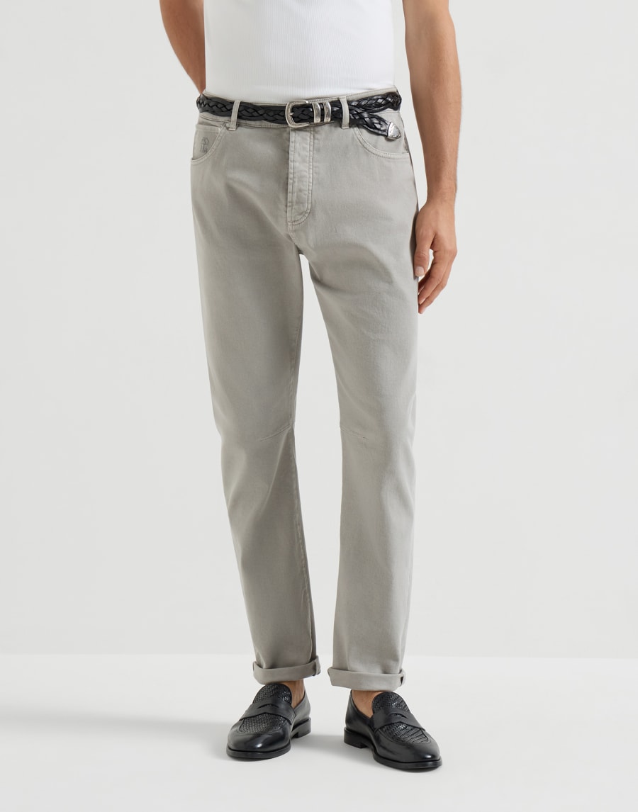 Garment-dyed denim trousers Light Grey Man - Brunello Cucinelli