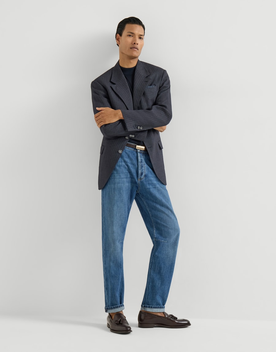Lightweight denim five-pocket trousers Medium Denim Man - Brunello Cucinelli
