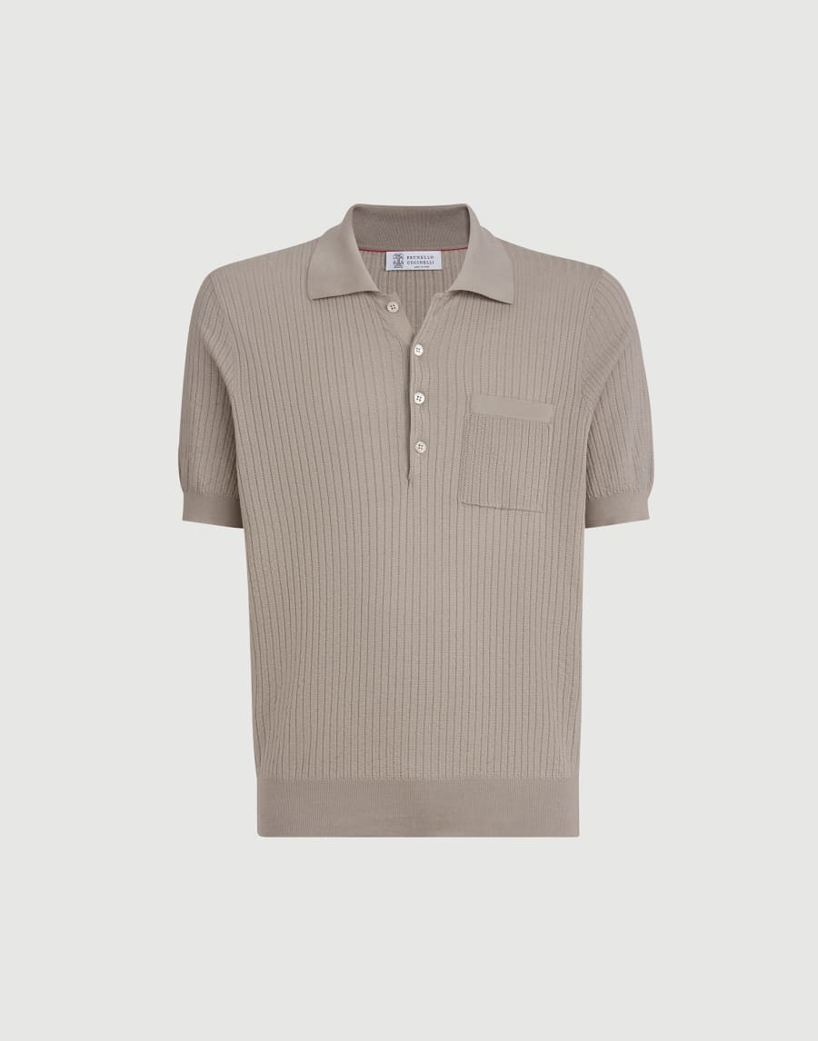 Rib knit polo Dove Grey Man - Brunello Cucinelli
