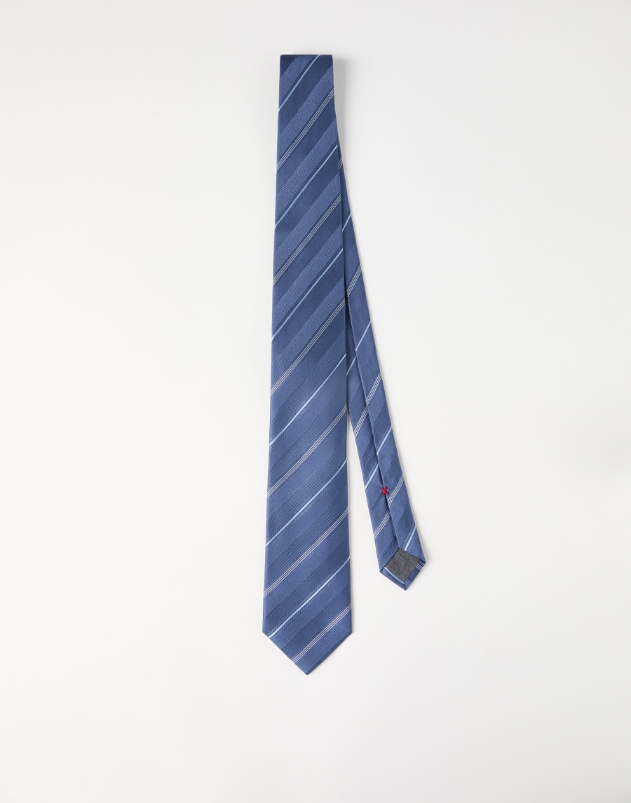 Striped silk necktie Denim Man - Brunello Cucinelli