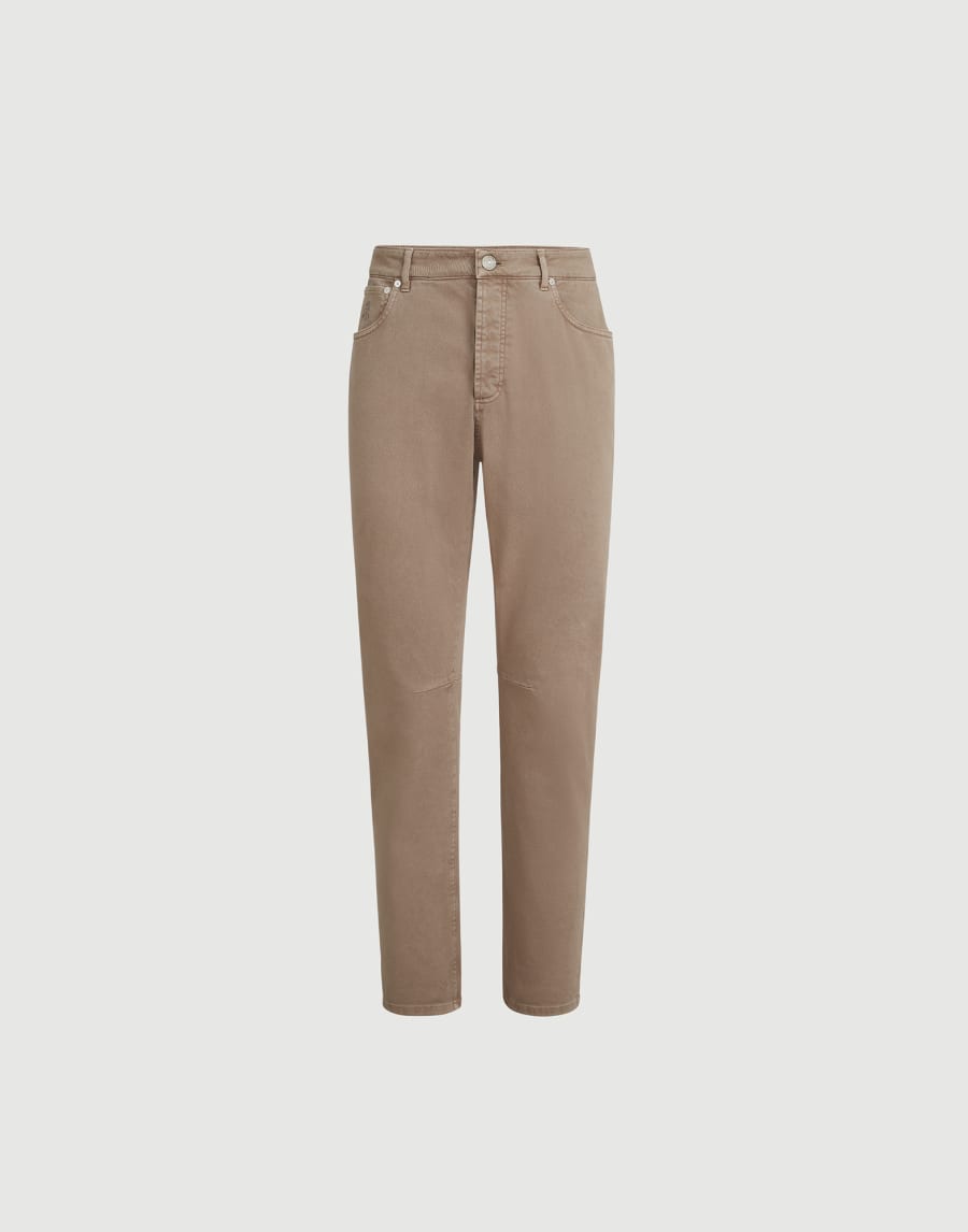Garment-dyed denim trousers Light Brown Man - Brunello Cucinelli