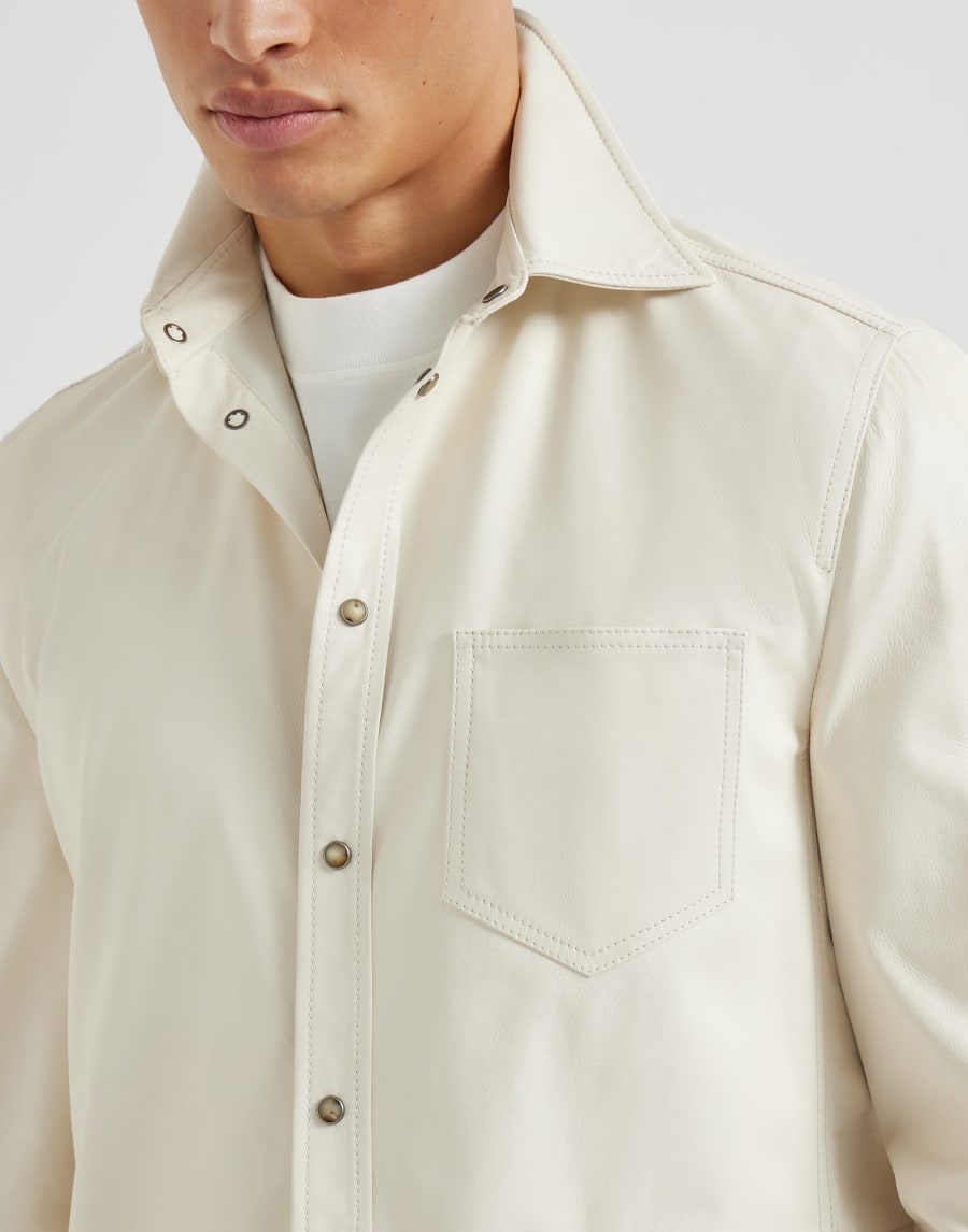 Overshirt in vitello Avorio Uomo - Brunello Cucinelli
