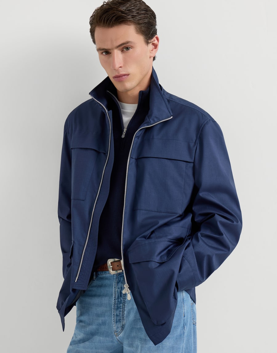 Safari jacket with detachable hood Blue Man - Brunello Cucinelli