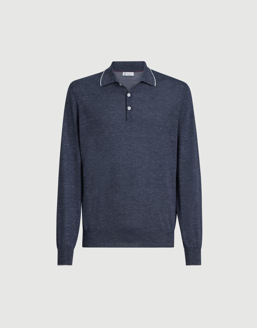 Lightweight knit Polo Avio Blue Man - Brunello Cucinelli