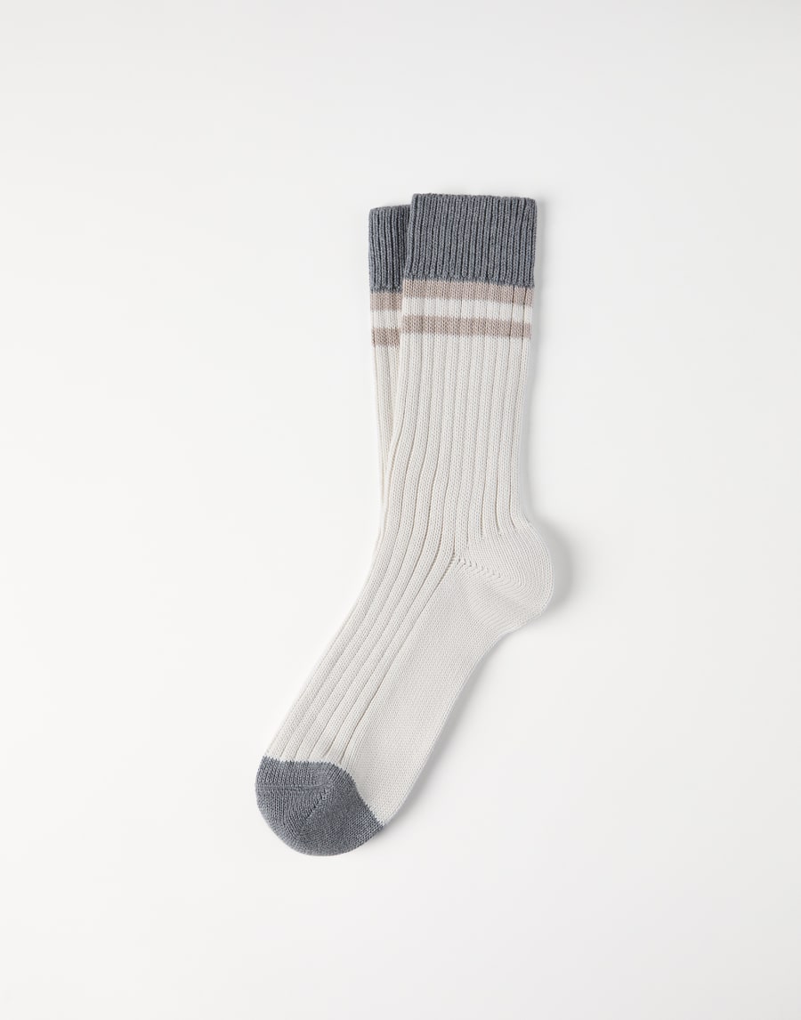 Cotton socks with stripes Panama Man - Brunello Cucinelli
