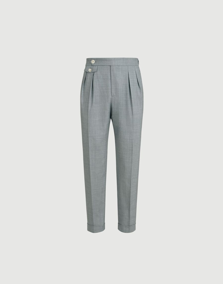Trousers with double pleats and tabs Grey Man - Brunello Cucinelli