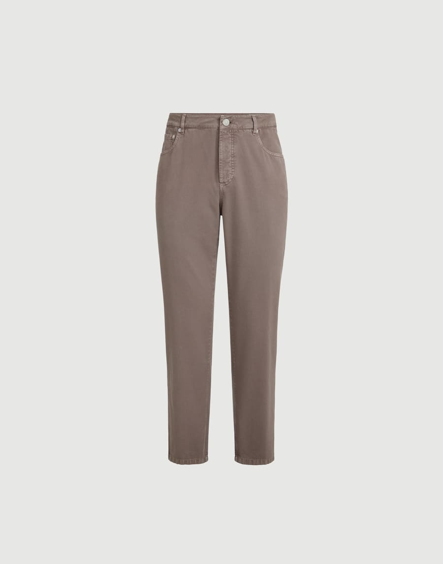 Gabardine garment dyed trousers Hazelnut Man - Brunello Cucinelli
