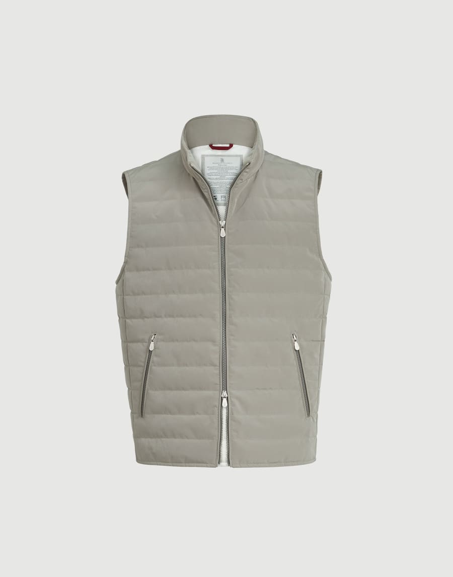 Nylon down vest Khaki Man - Brunello Cucinelli