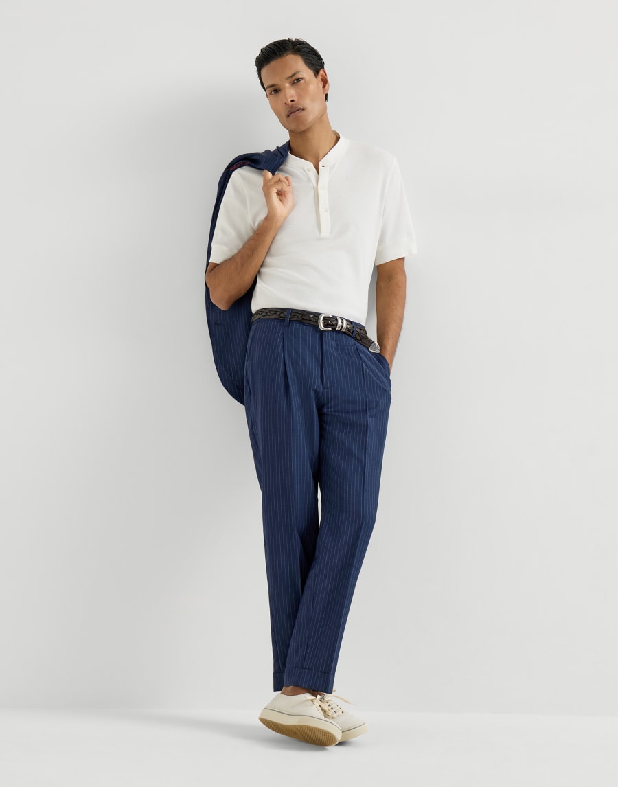Chalk stripe trousers Blue Man - Brunello Cucinelli