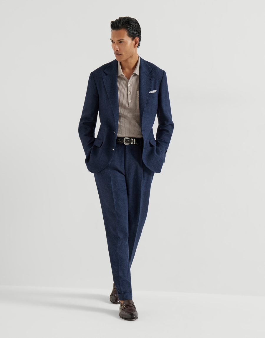 Trousers with pleats Navy Blue Man - Brunello Cucinelli