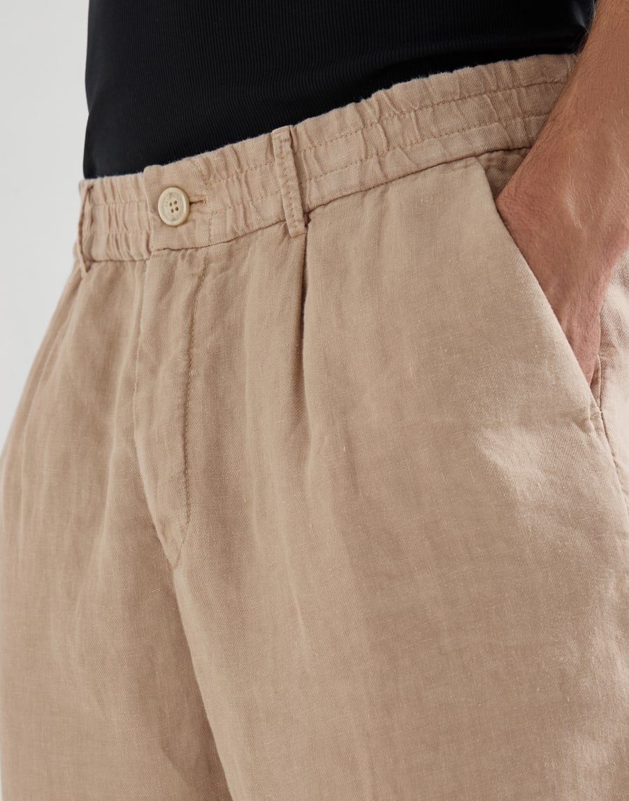 Linen Bermuda shorts Camel Man - Brunello Cucinelli