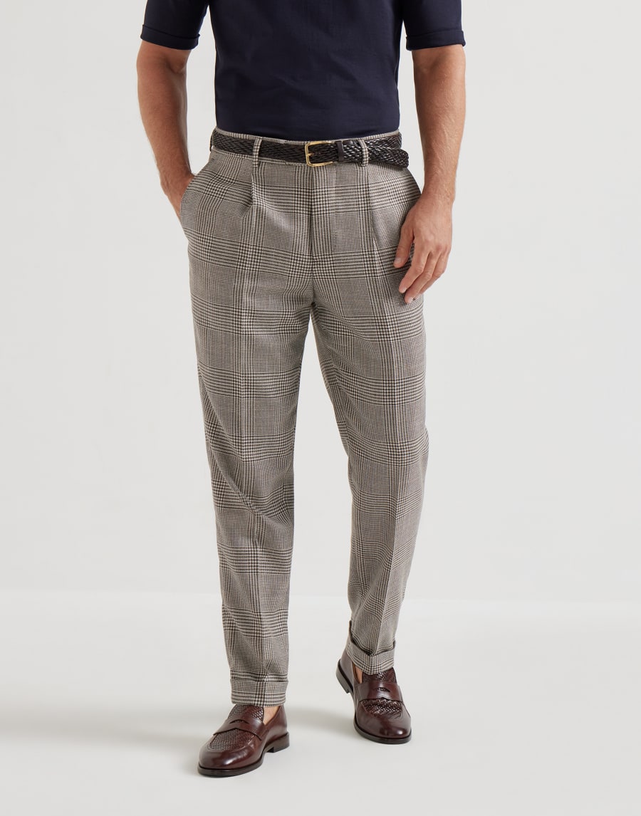 Prince of Wales trousers Brown Man - Brunello Cucinelli