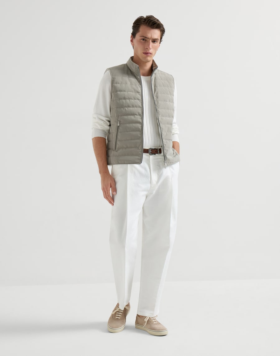 Piumino senza maniche in nylon Khaki Uomo - Brunello Cucinelli