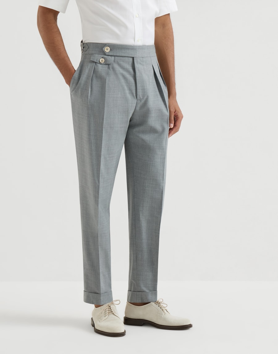Trousers with double pleats and tabs Grey Man - Brunello Cucinelli