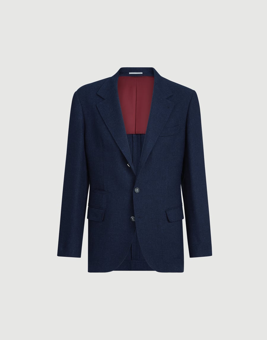 Hopsack deconstructed blazer Navy Blue Man - Brunello Cucinelli