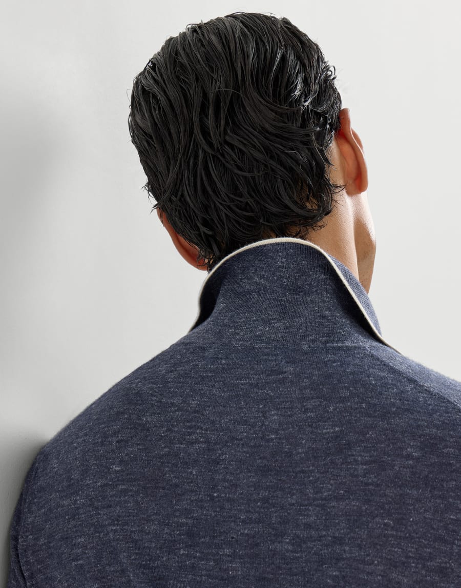 Lightweight knit Polo Avio Blue Man - Brunello Cucinelli