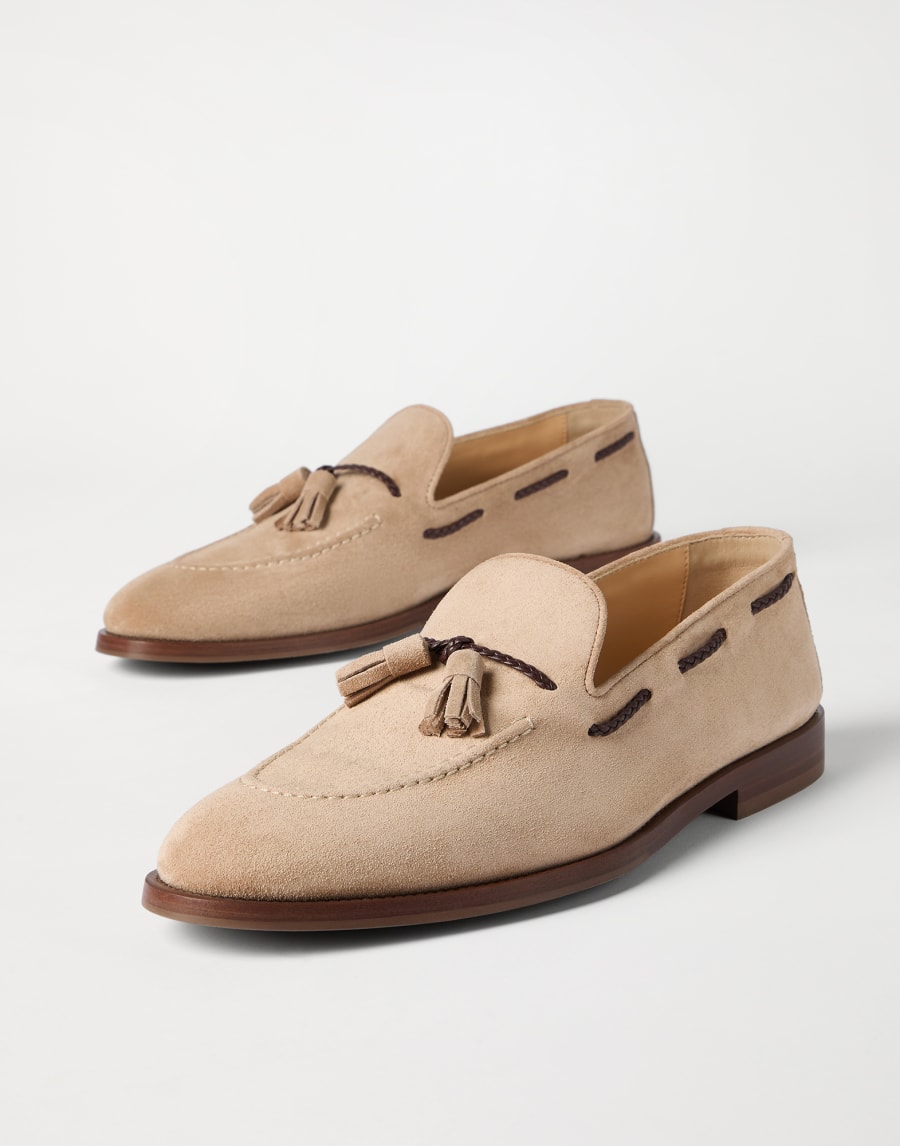 Loafer aus Veloursleder Sand Herren - Brunello Cucinelli