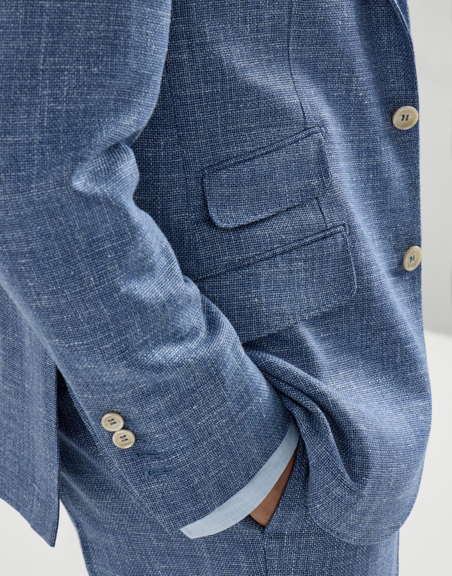 Hopsack deconstructed blazer Denim Man - Brunello Cucinelli
