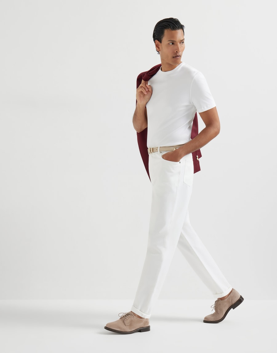 Gabardine garment dyed trousers Snow Man - Brunello Cucinelli