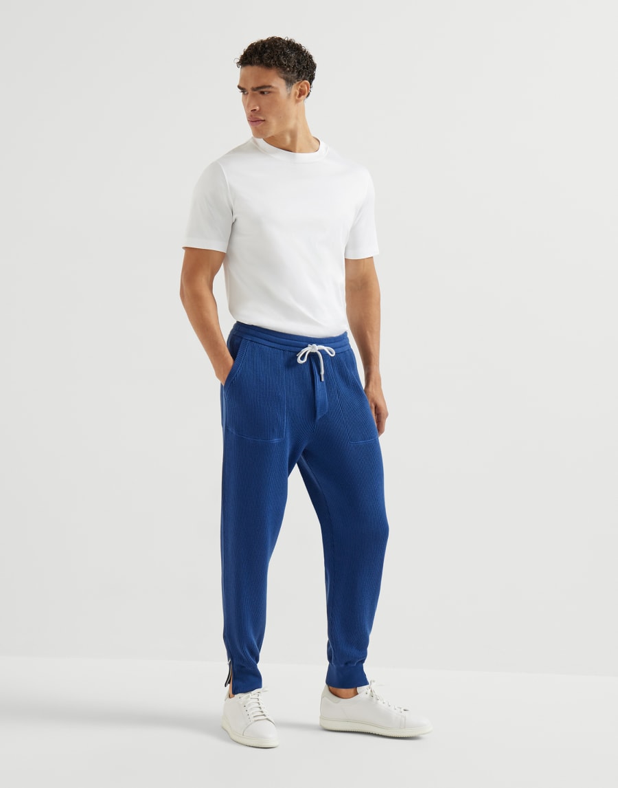Cotton knit trousers Avio Blue Man - Brunello Cucinelli