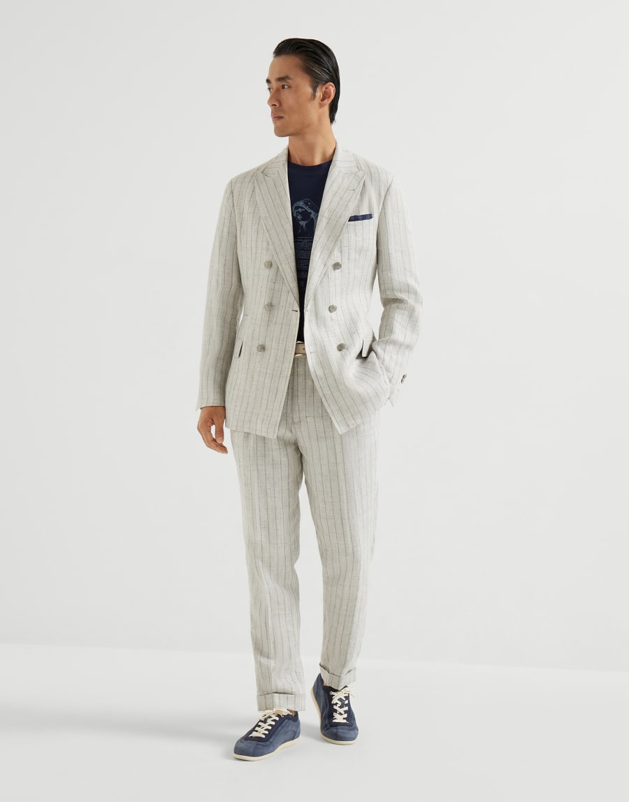 Nubuck and calfskin sneakers Denim Man - Brunello Cucinelli