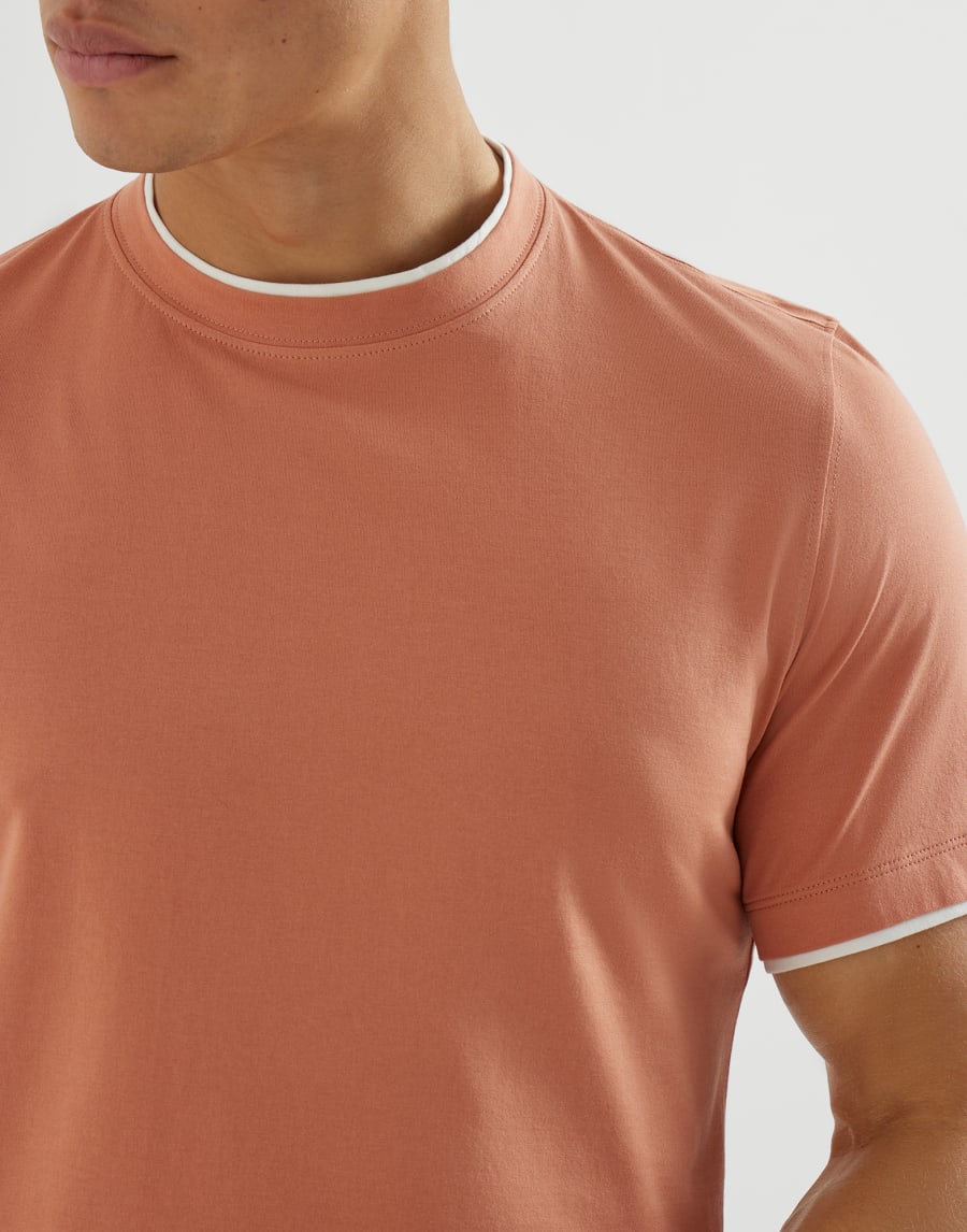T-shirt with faux-layering Apricot Man - Brunello Cucinelli