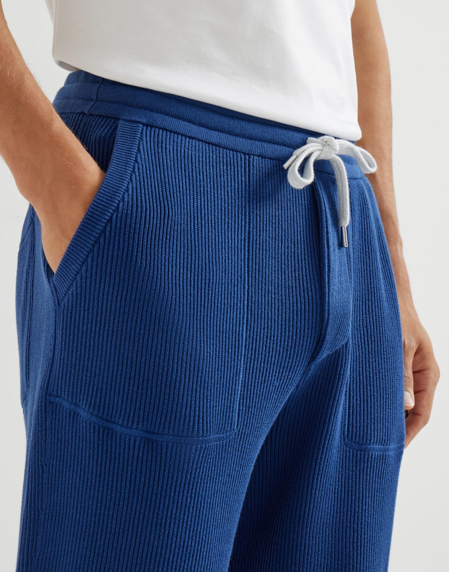 Cotton knit trousers Avio Blue Man - Brunello Cucinelli