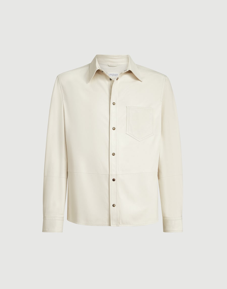 Overshirt aus Kalbsleder Elfenbein Herren - Brunello Cucinelli