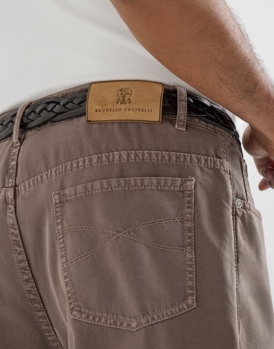 Gabardine garment dyed trousers Hazelnut Man - Brunello Cucinelli