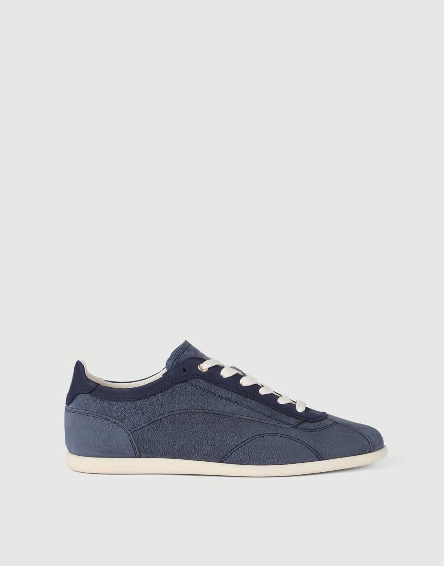 Nubuck and calfskin sneakers Denim Man - Brunello Cucinelli