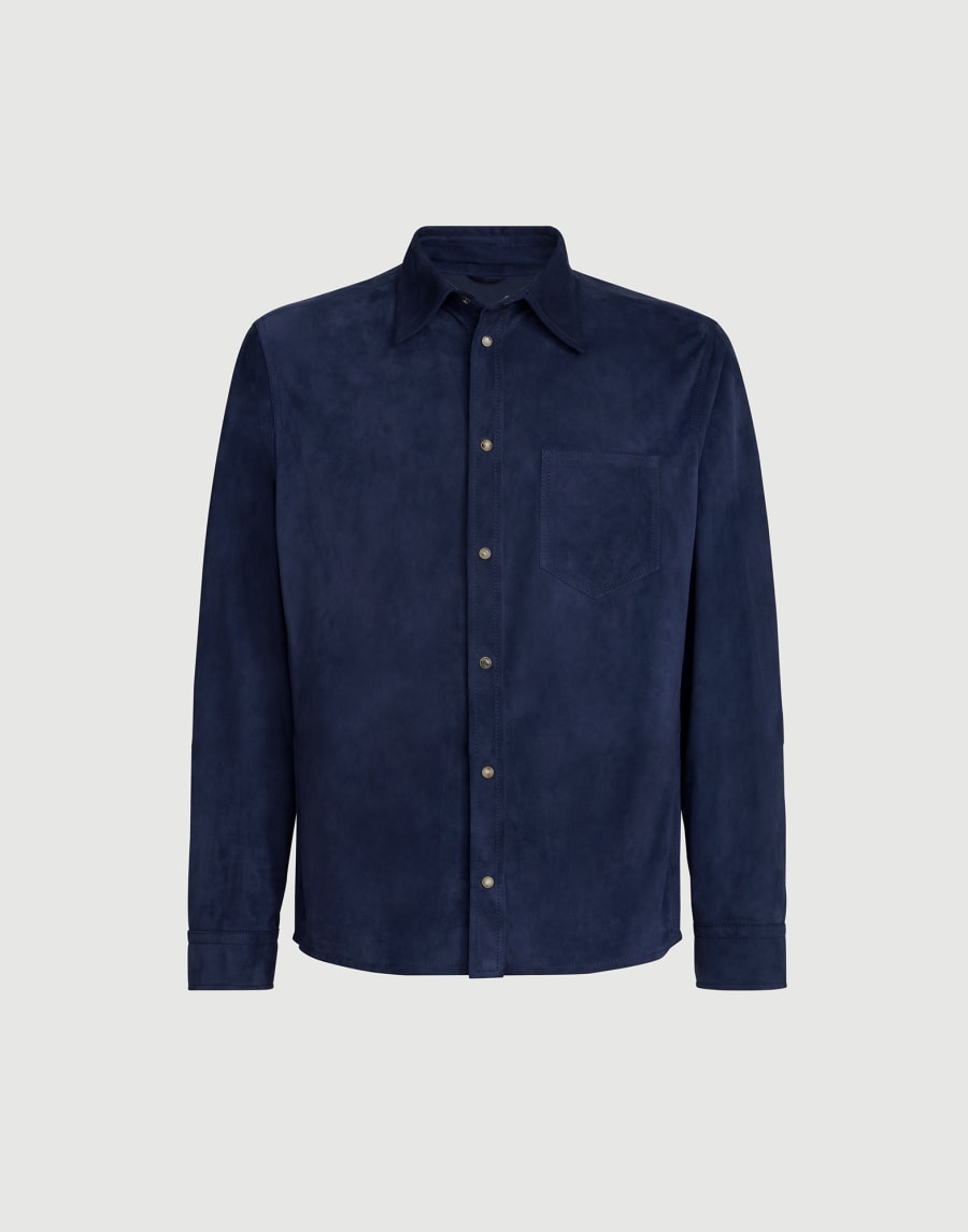 Overshirt in camoscio Inchiostro Uomo - Brunello Cucinelli