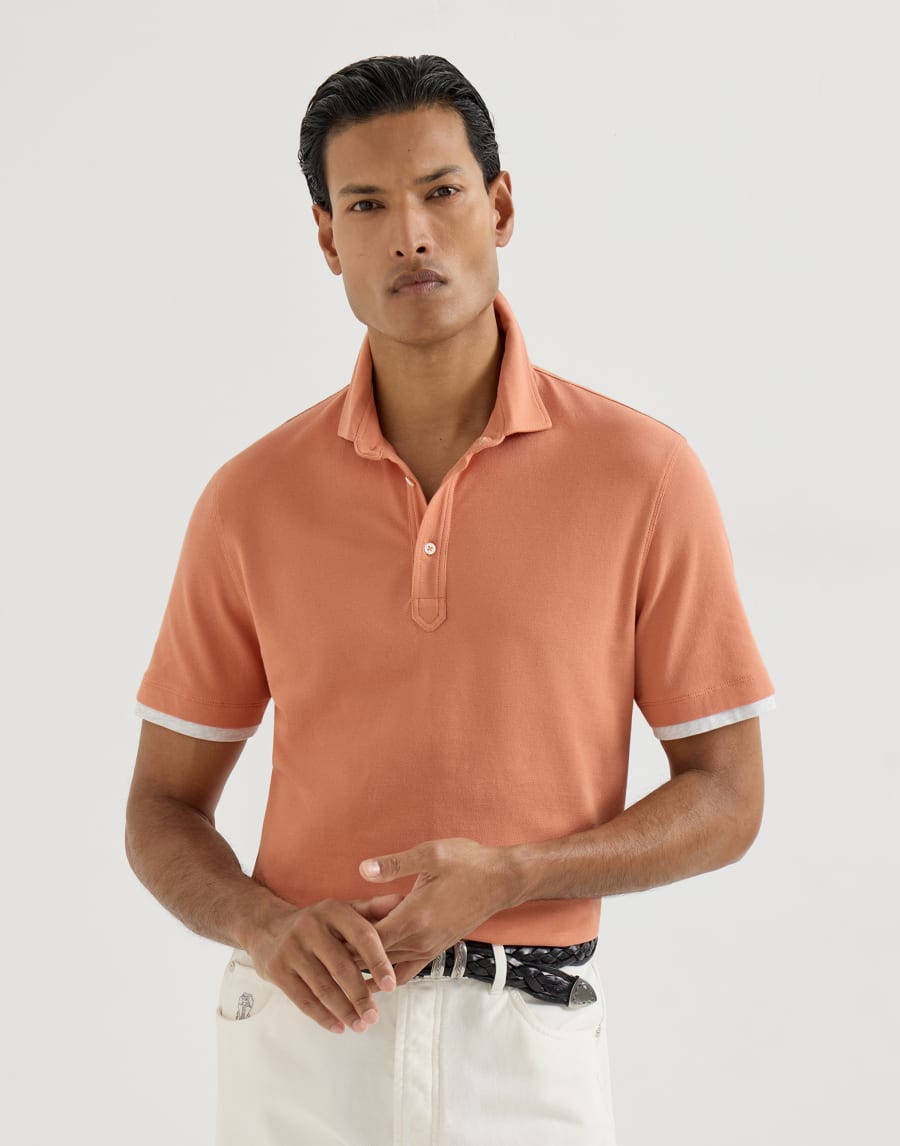 Piqué polo shirt Apricot Man - Brunello Cucinelli