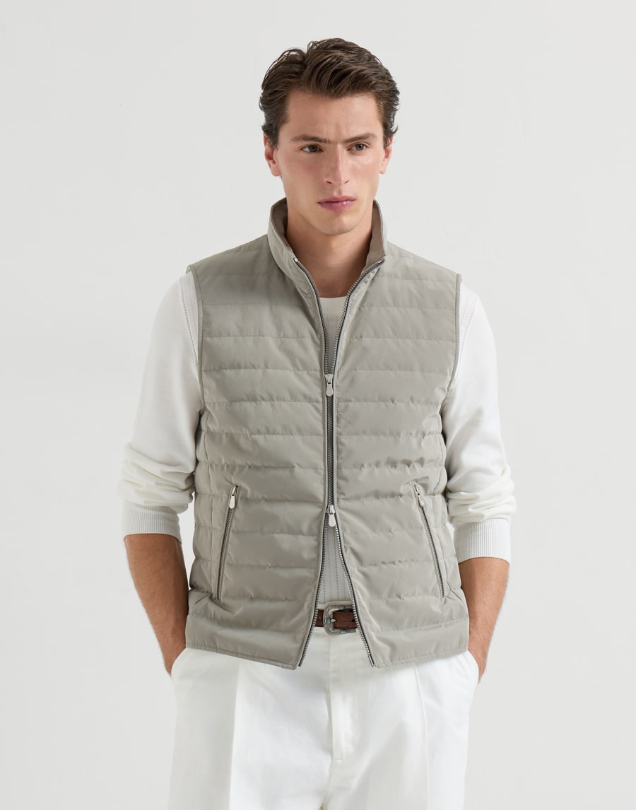 Nylon down vest Khaki Man - Brunello Cucinelli
