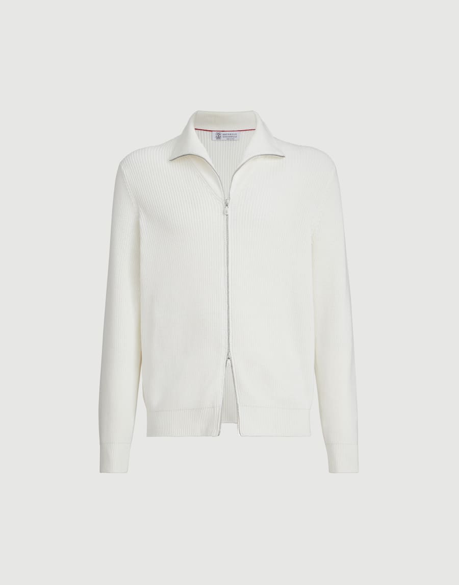 Half English Rib knit cardigan Panama Man - Brunello Cucinelli