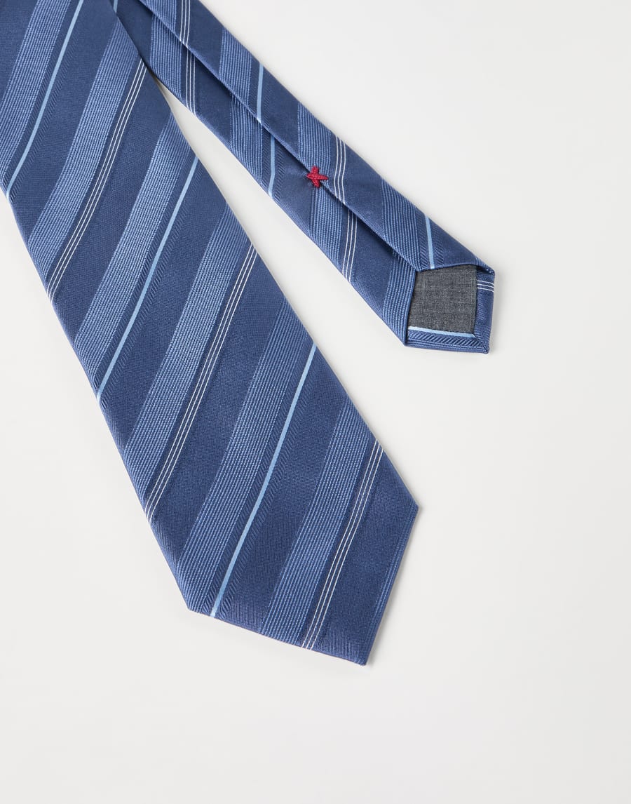 Striped silk necktie Denim Man - Brunello Cucinelli