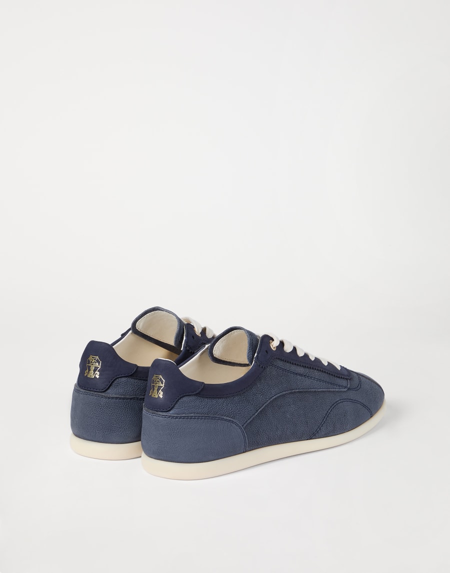 Nubuck and calfskin sneakers Denim Man - Brunello Cucinelli