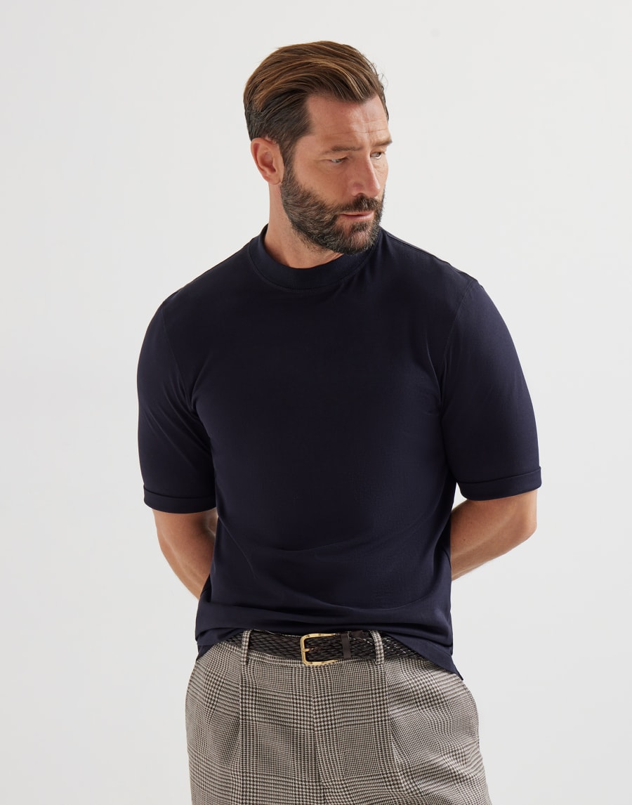 Jersey T-shirt Navy Blue Man - Brunello Cucinelli