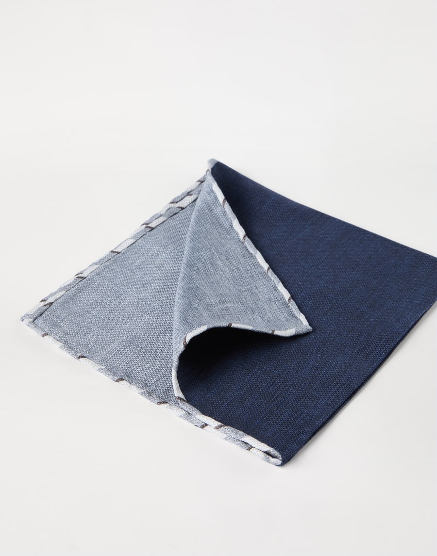 Silk pocket square Navy Blue Man - Brunello Cucinelli