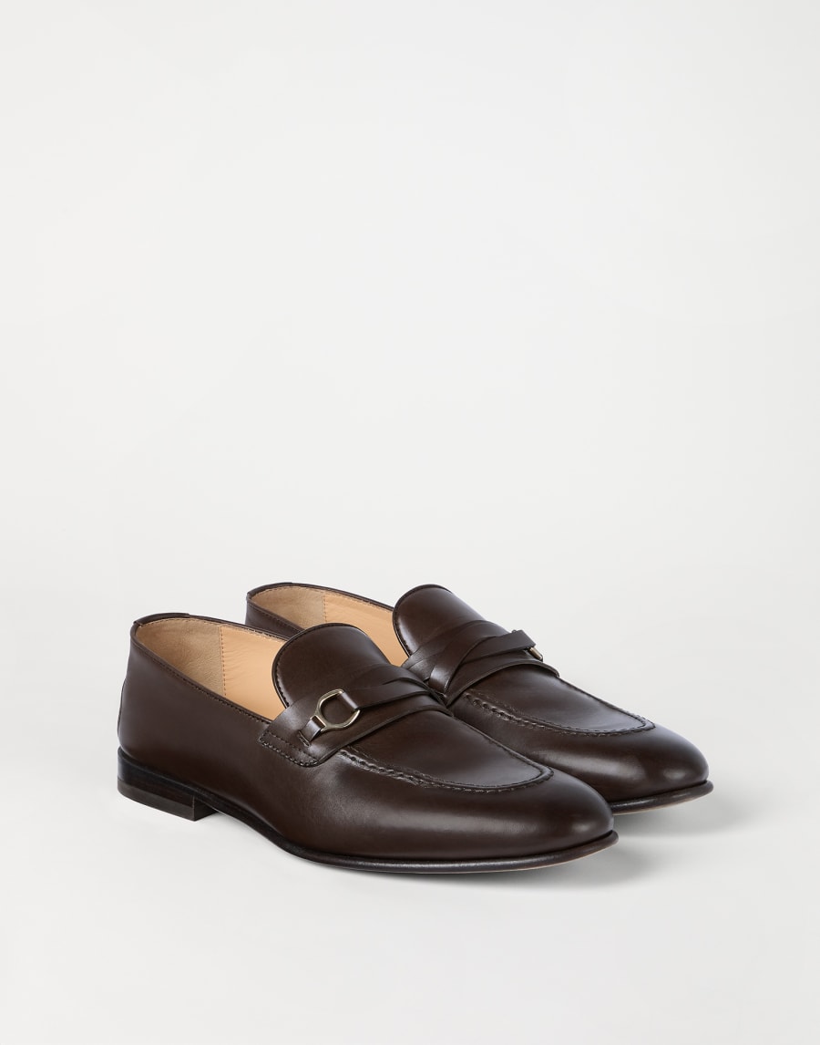 Waxed calfskin loafers Dark Mahogany Man - Brunello Cucinelli